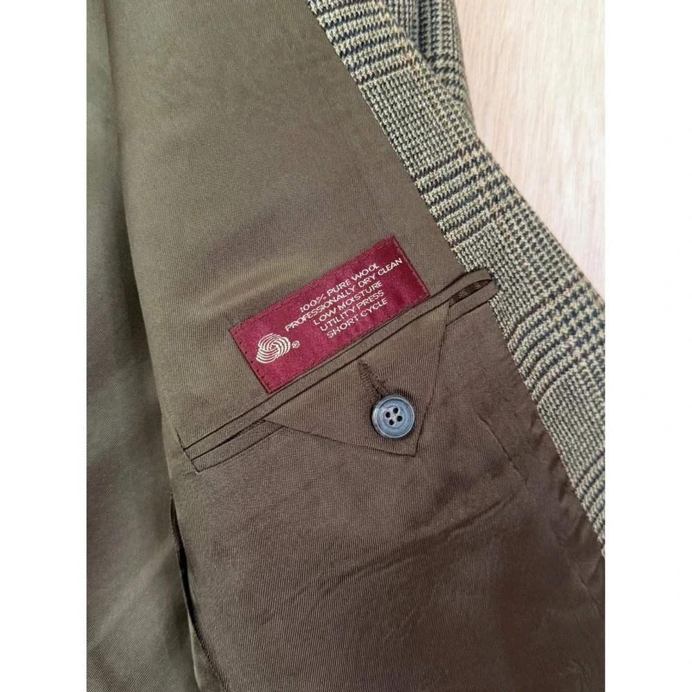 Jos A Bank Corporate Collection Plaid Suit Jacket 41R Brown Wool Blazer Mens